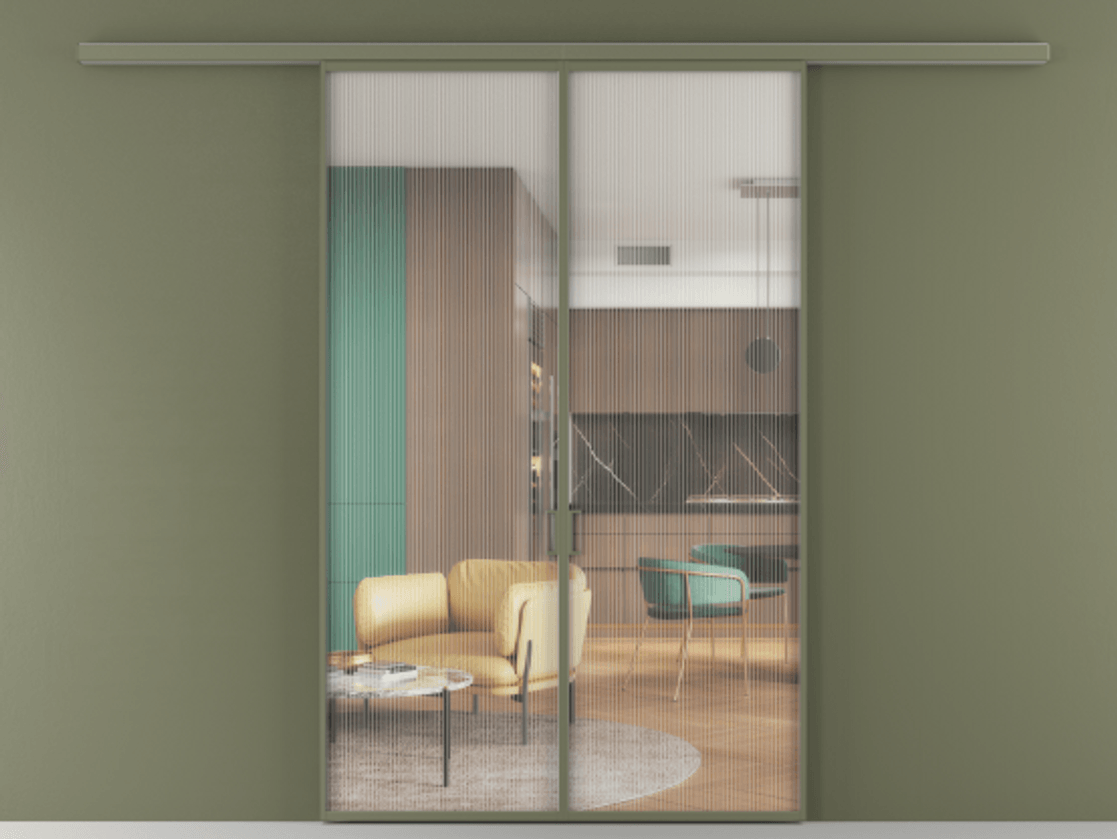 Перегородка Formato вдоль стены 2 створки АЛПР 040.01 Алюминий оливковый тёмный Рифлёное стекло "Moru", триплекс. Цена 48354600 so'm 1. Полотно 2 шт. (800/2100 мм)
2. Комплект установки раздвижной системы
3. Базовый комплект фурнитуры
4.Ручка RONDO
. Фабрика дверей Волховец 8 (800) 551 43 19 Перегородка Formato вдоль стены 2 створки АЛПР 040.01 Алюминий оливковый тёмный Рифлёное стекло "Moru", триплекс Цена 48354600 so'm | Volhovec