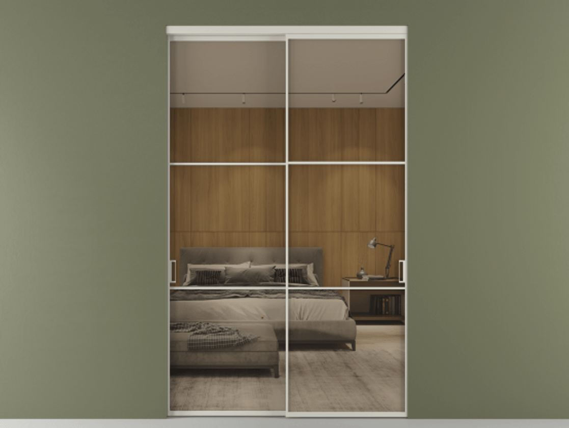 Перегородка Формато внутри проёма 2 створки АЛПР 040.03 Алюминий тёплый серый Рефлективное бронзовое стекло "Стопсол", калёное Цена 97094900 so'm  | Volhovec