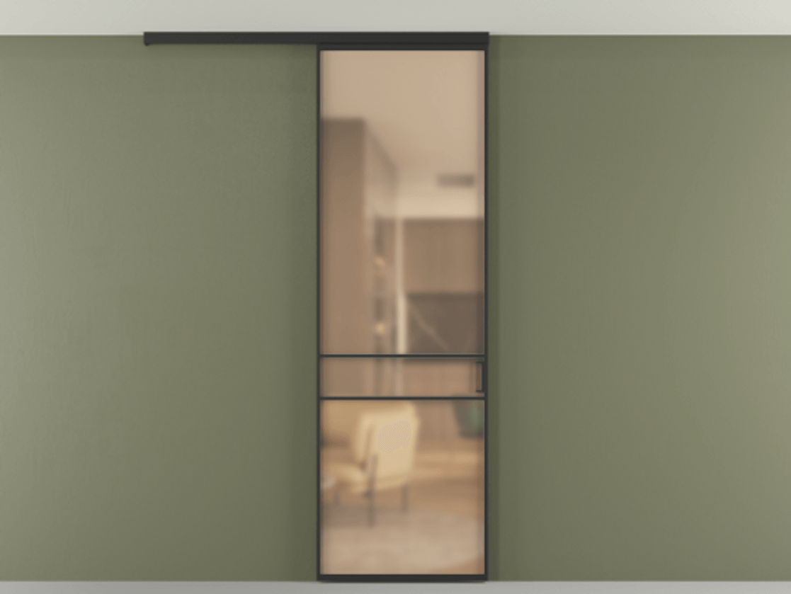 Перегородка Формато вдоль стены на потолок 1 створка АЛПР 040.02 Алюминий Черный Сатинированное оранжевое стекло, триплекс Цена 18917140 so'm | Volhovec