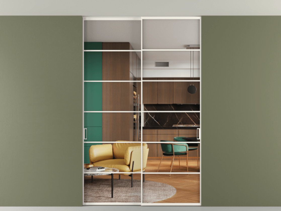 Перегородка Формато внутри проёма скрытое крепление в потолок 2 створки АЛПР 040.04 Алюминий пудровый белый Прозрачное стекло "Кристал Вижн", калёное. Цена 65504040 so'm 1. Полотно 2 шт. (800/2100 мм)
2. Комплект установки раздвижной системы
3. Базовый комплект фурнитуры
4. Ручка Рондо. Фабрика дверей Волховец 8 (800) 551 43 19 Перегородка Формато внутри проёма скрытое крепление в потолок 2 створки АЛПР 040.04 Алюминий пудровый белый Прозрачное стекло "Кристал Вижн", калёное Цена 65504040 so'm | Volhovec