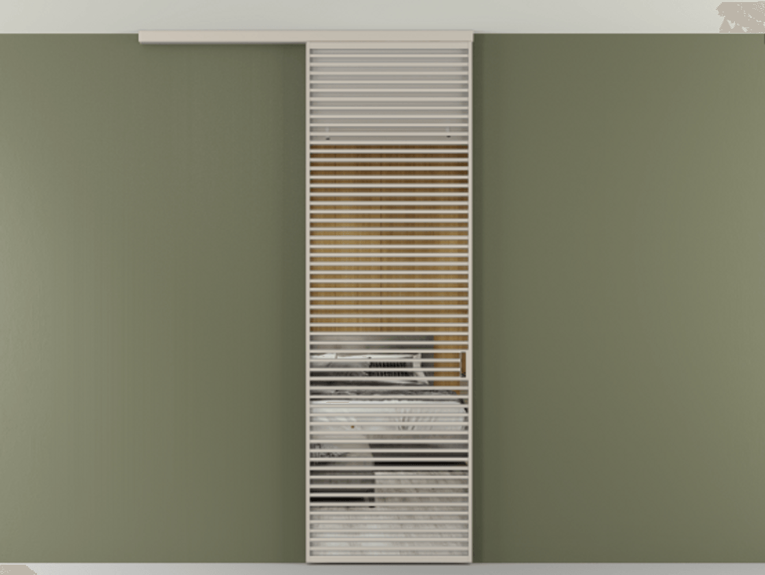 Перегородка Формато вдоль стены на потолок 1 створка АЛПР 040.07 Алюминий светло-бежевый Двустороннее зеркало, триплекс , триплекс 6 мм Цена 38007280 so'm | Volhovec