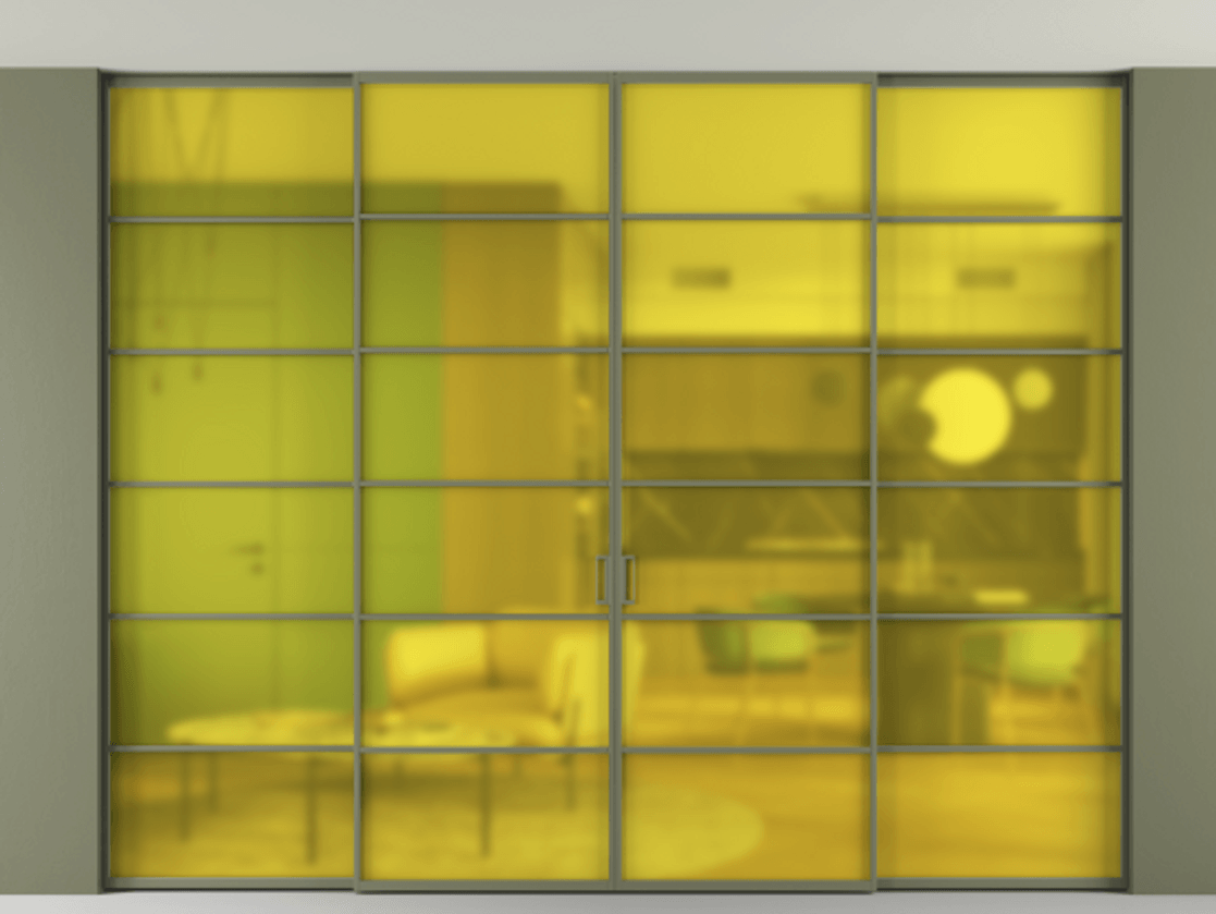 Перегородка Formato внутри проёма скрытое крепление в потолок 4 створки АЛПР 040.04 Алюминий оливковый тёмный Сатинированное жёлтое стекло, триплекс. Цена 94652810 so'm 1. Полотно 4 шт. (800/2100 мм)
2. Комплект установки раздвижной системы
3. Базовый комплект фурнитуры
4.Ручка RONDO. Фабрика дверей Волховец 8 (800) 551 43 19 Перегородка Formato внутри проёма скрытое крепление в потолок 4 створки АЛПР 040.04 Алюминий оливковый тёмный Сатинированное жёлтое стекло, триплекс Цена 94652810 so'm | Volhovec