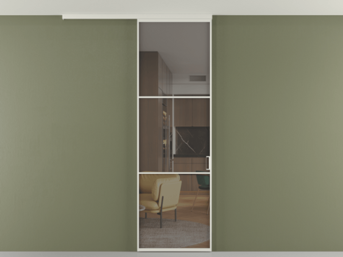 Перегородка Formato вдоль стены на потолок одностворчатая #VENDORCODE# #FURNISH# #GLASS# Цена #PRICE# #CURRENCY# | Volhovec