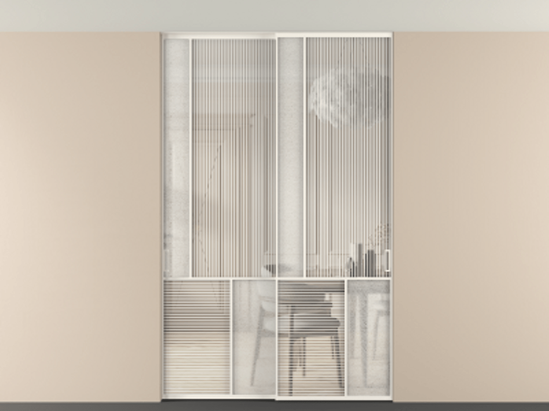 Перегородка Мозаик внутри проёма скрытое крепление в потолок 2 створки АЛПР 041.20 Алюминий пудровый белый Рифлёное стекло "Дюна", триплекс, 6 мм + Фактурное стекло "Лёд", триплекс. Цена 69137740 so'm . Фабрика дверей Волховец 8 (800) 551 43 19 Перегородка Мозаик внутри проёма скрытое крепление в потолок 2 створки АЛПР 041.20 Алюминий пудровый белый Рифлёное стекло "Дюна", триплекс, 6 мм + Фактурное стекло "Лёд", триплекс Цена 69137740 so'm | Volhovec