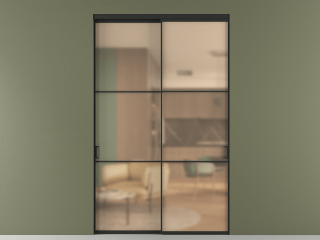 Перегородка Formato внутри проёма 2 створки АЛПР 040.03 Алюминий Черный Сатинированное оранжевое стекло, триплекс Цена 89360600 so'm  | Volhovec