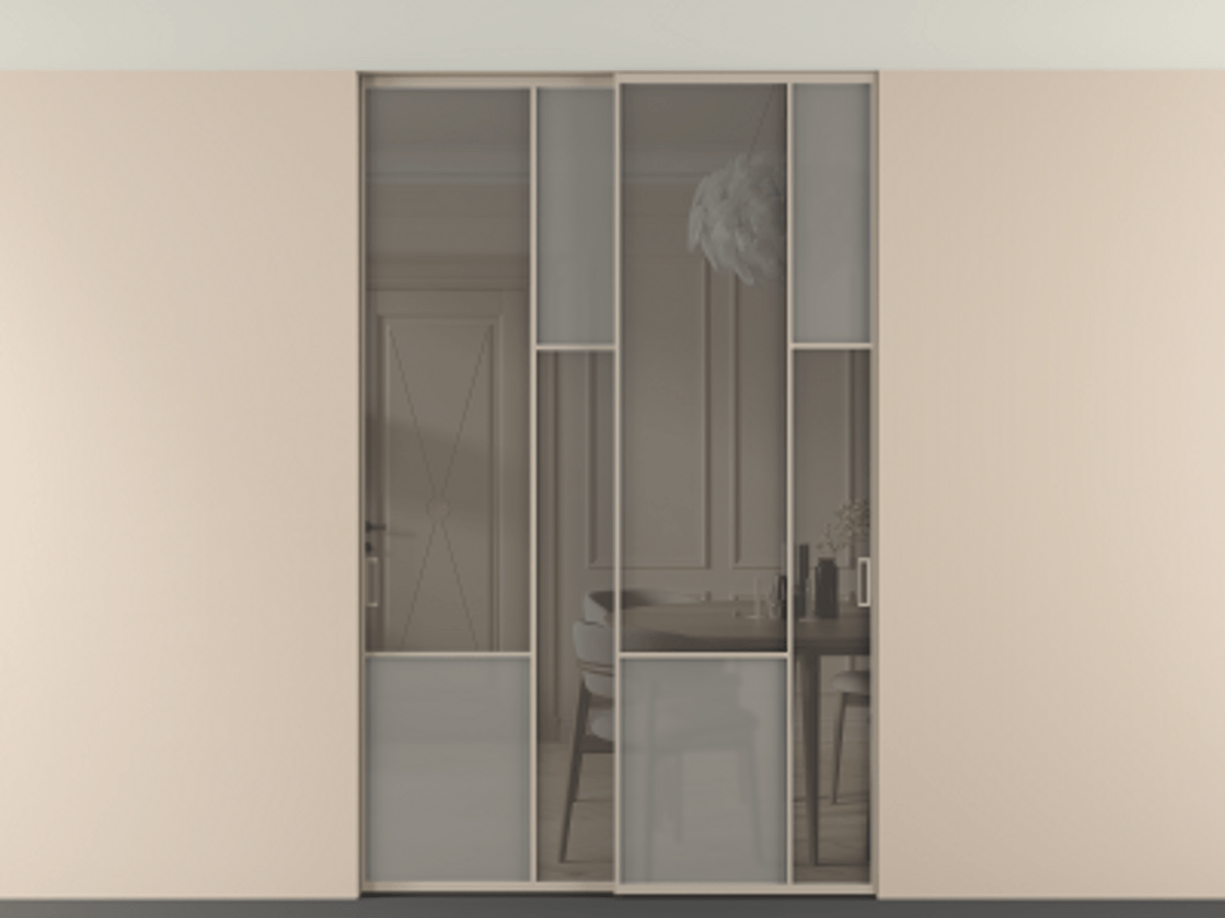 Перегородка Мозаик внутри проёма скрытое крепление в потолок 2 створки АЛПР 041.12 Алюминий бисквитный Сатинированное серое стекло, триплекс, 6 мм + Прозрачное серое стекло, триплекс. Цена 65889740 so'm . Фабрика дверей Волховец 8 (800) 551 43 19 Перегородка Мозаик внутри проёма скрытое крепление в потолок 2 створки АЛПР 041.12 Алюминий бисквитный Сатинированное серое стекло, триплекс, 6 мм + Прозрачное серое стекло, триплекс Цена 65889740 so'm | Volhovec