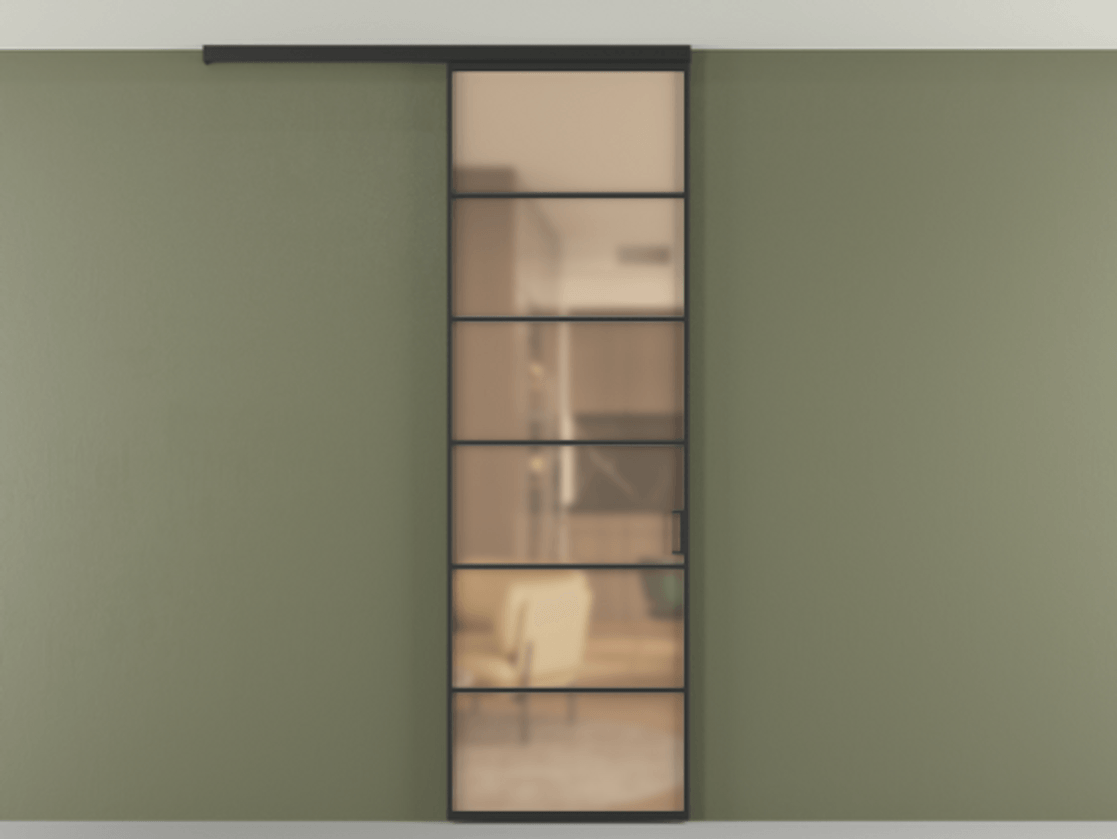 Перегородка Формато вдоль стены на потолок 1 створка АЛПР 040.04 Алюминий Черный Сатинированное оранжевое стекло, триплекс Цена 20156450 so'm | Volhovec