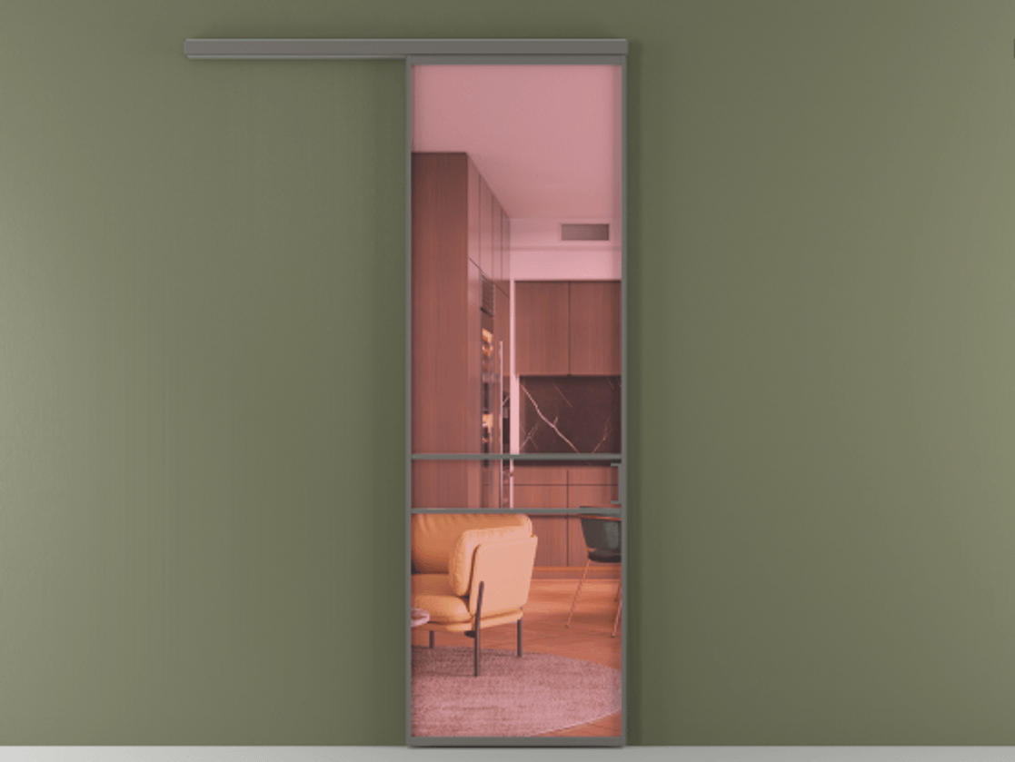 Перегородка Формато вдоль стены 1 створка АЛПР 040.02 Алюминий классический серый Прозрачное розовое стекло, триплекс Цена 21534240 so'm  | Volhovec