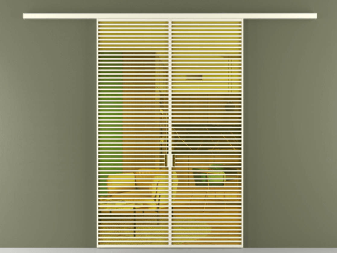 Перегородка Formato вдоль стены 2 створки АЛПР 040.07 Алюминий молочно-белый Прозрачное жёлтое стекло, триплекс Цена 87087000 so'm | Volhovec