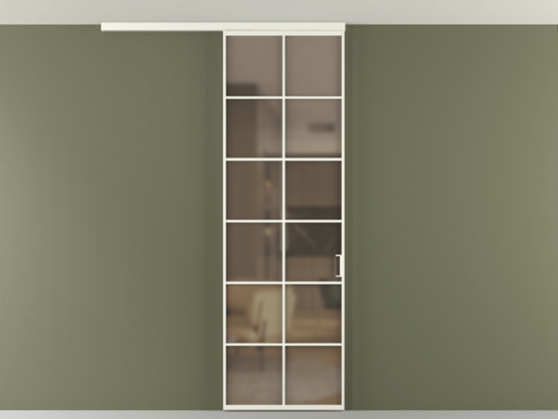 Перегородка Формато вдоль стены на потолок 1 створка АЛПР 040.05 Алюминий жемчужный Сатинированное бронзовое стекло, триплекс Цена 107852 ₽ | Volhovec