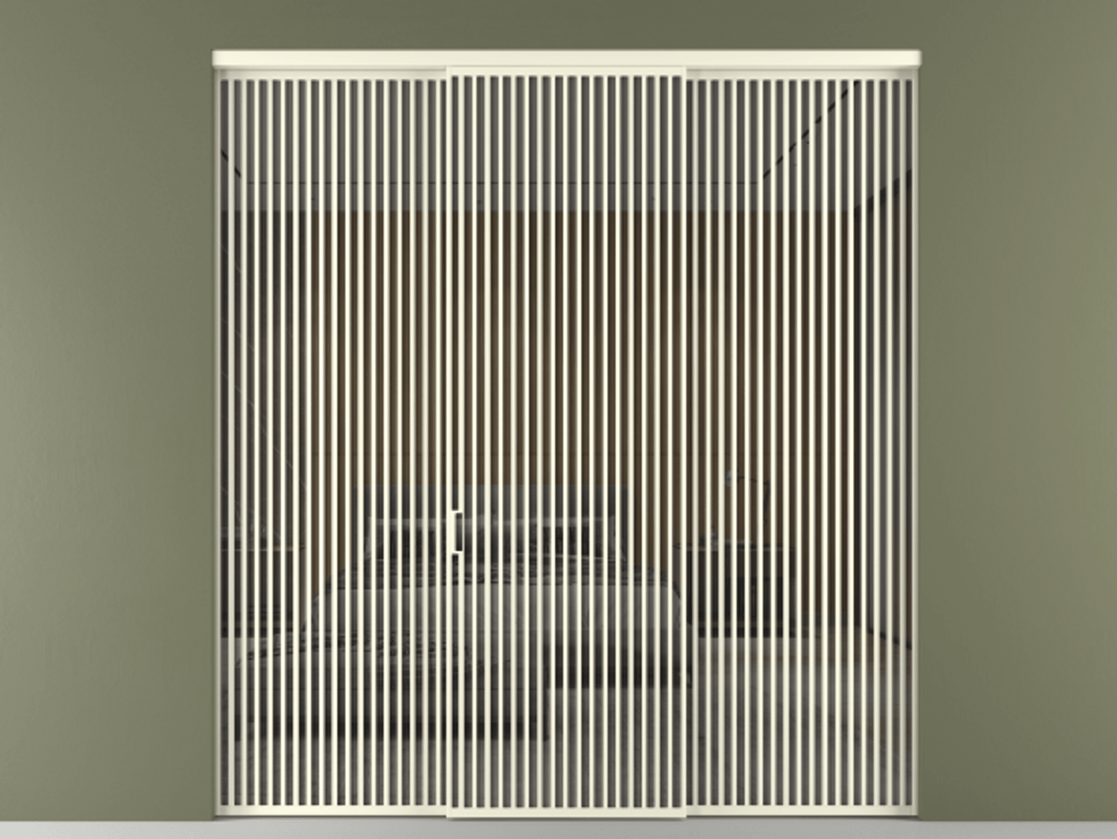 Перегородка Формато внутри проёма 3 створки АЛПР 040.06 Алюминий молочно-белый Рефлективное серое стекло "Стопсол", калёное Цена 124154800 so'm | Volhovec