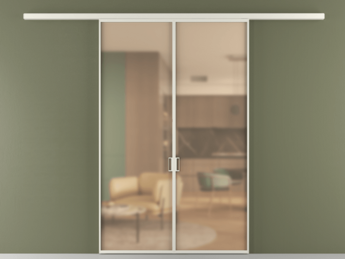 Перегородка Formato вдоль стены 2 створки АЛПР 040.01 Алюминий Белый Сатинированное оранжевое стекло, триплекс Цена 43299900 so'm | Volhovec