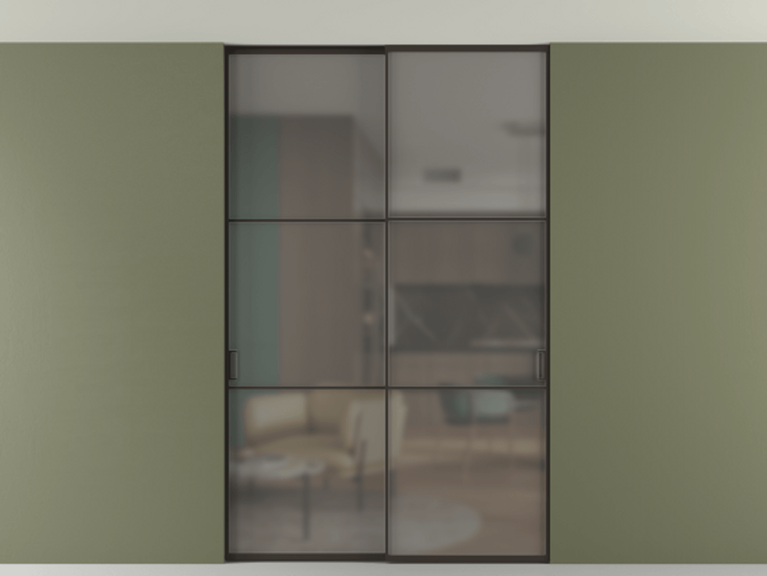 Перегородка Formato внутри проёма скрытое крепление в потолок 2 створки АЛПР 040.03 Алюминий антрацит Сатинированное серое стекло, триплекс. Цена 15090 AZE 1. Полотно 2 шт. (800/2100 мм)
2. Комплект установки раздвижной системы
3. Базовый комплект фурнитуры
4. Ручка RONDO. Фабрика дверей Волховец 8 (800) 551 43 19 Перегородка Formato внутри проёма скрытое крепление в потолок 2 створки АЛПР 040.03 Алюминий антрацит Сатинированное серое стекло, триплекс Цена 15090 AZE | Volhovec