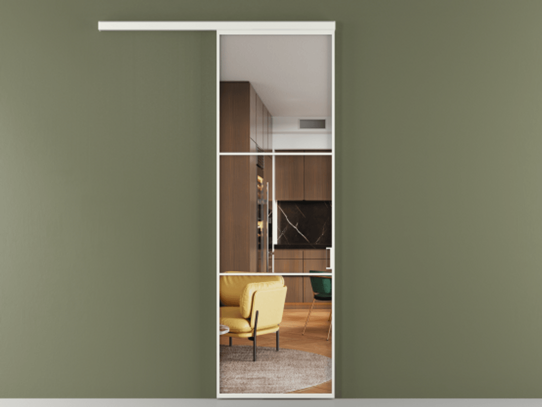 Перегородка Формато вдоль стены 1 створка АЛПР 040.03 Алюминий светло-серый Прозрачное стекло "Кристал Вижн", калёное Цена 22833440 so'm  | Volhovec