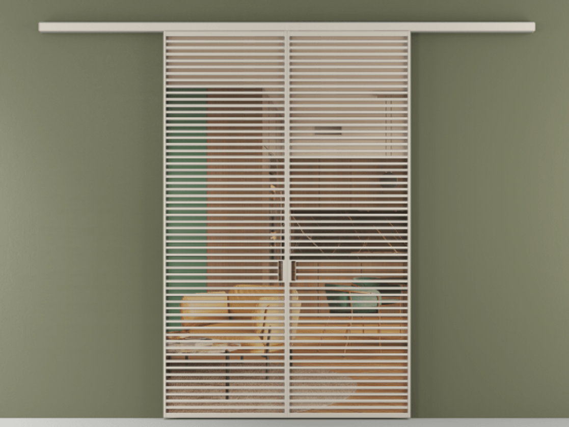 Перегородка Формато вдоль стены 2 створки АЛПР 040.07 Алюминий светло-бежевый Прозрачное оранжевое стекло, триплекс Цена 69517350 so'm | Volhovec