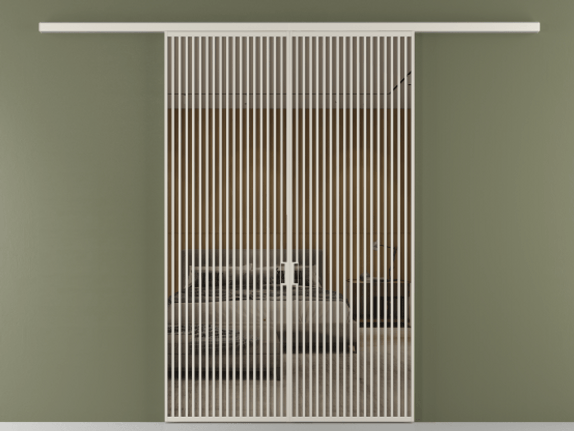 Перегородка Formato вдоль стены 2 створки АЛПР 040.06 Алюминий облачно-серый Рефлективное бронзовое стекло "Stopsol", калёное Цена 90335000 so'm | Volhovec