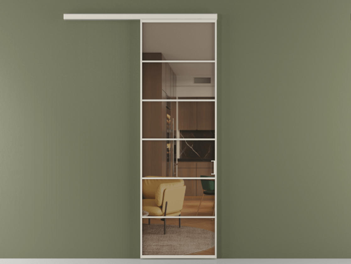 Перегородка Formato вдоль стены 1 створка АЛПР 040.04 Алюминий облачно-серый Прозрачное бронзовое стекло, триплекс Цена 22800960 so'm  | Volhovec