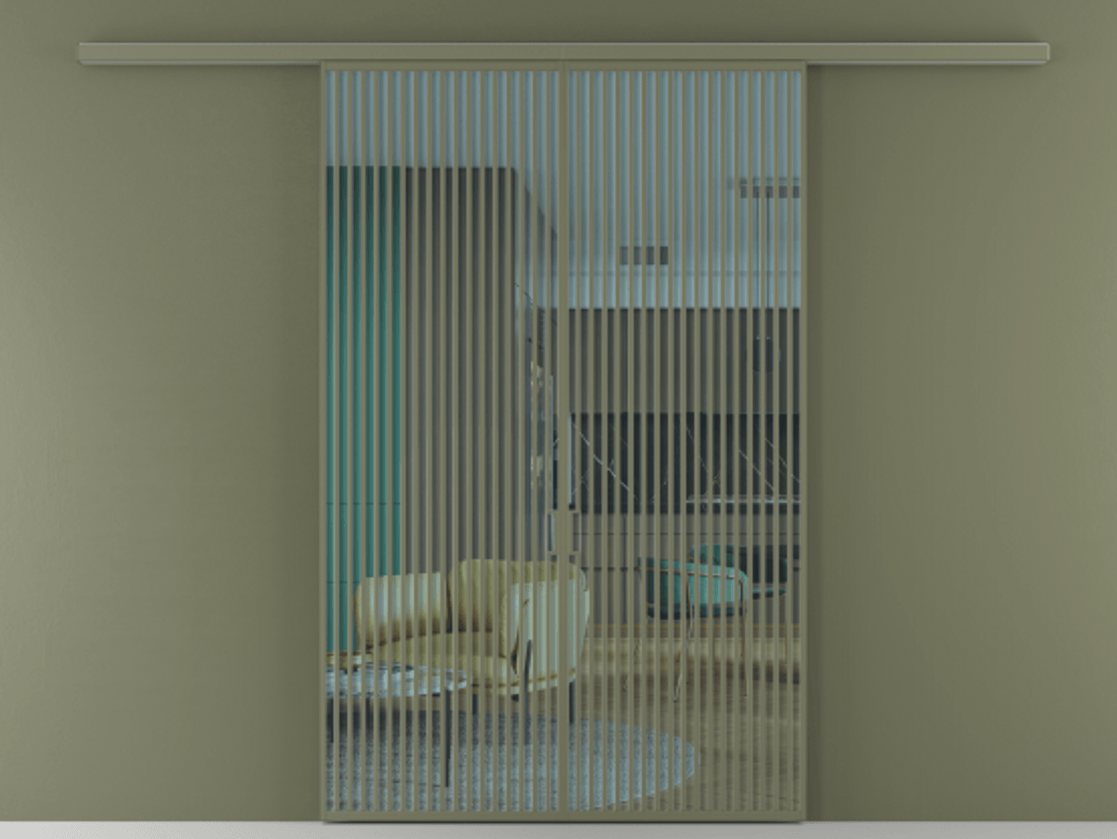 Перегородка Formato вдоль стены 2 створки АЛПР 040.06 Алюминий оливковый тёмный Прозрачное голубое стекло, триплекс Цена 73031280 so'm | Volhovec