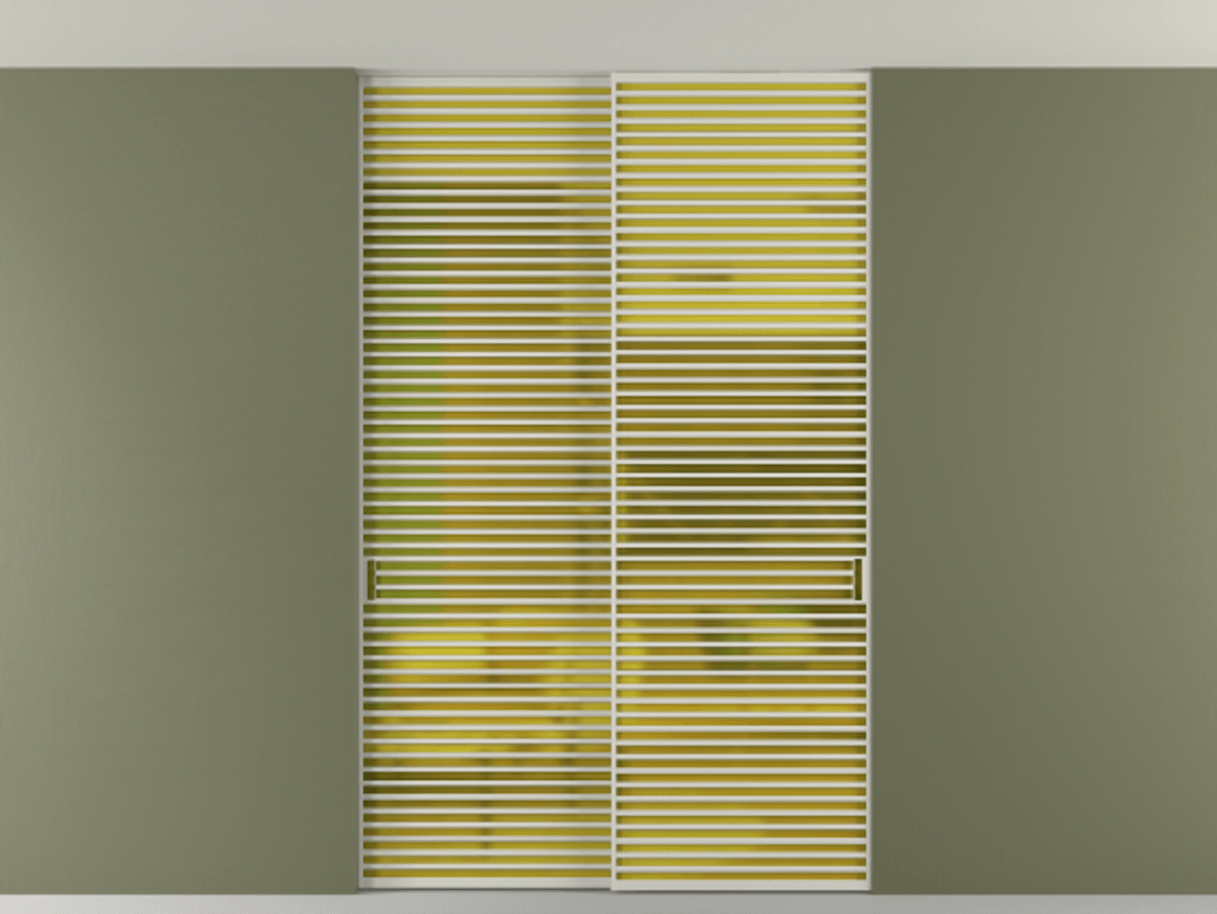 Перегородка Формато внутри проёма скрытое крепление в потолок 2 створки АЛПР 040.07 Алюминий тёплый серый Сатинированное жёлтое стекло, триплекс Цена 83212750 so'm | Volhovec