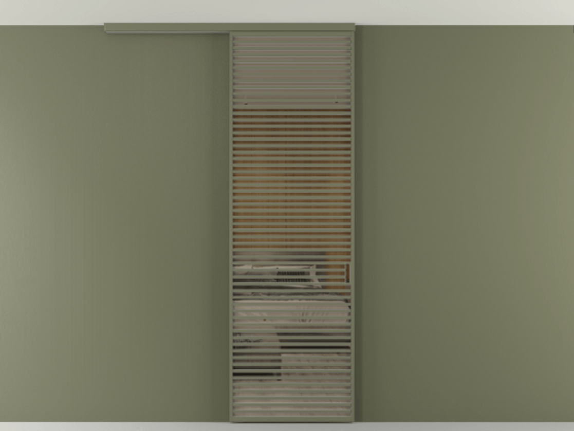 Перегородка Формато вдоль стены на потолок 1 створка АЛПР 040.07 Алюминий оливковый тёмный Рефлективное бронзовое стекло "Стопсол", калёное Цена 39306480 so'm | Volhovec