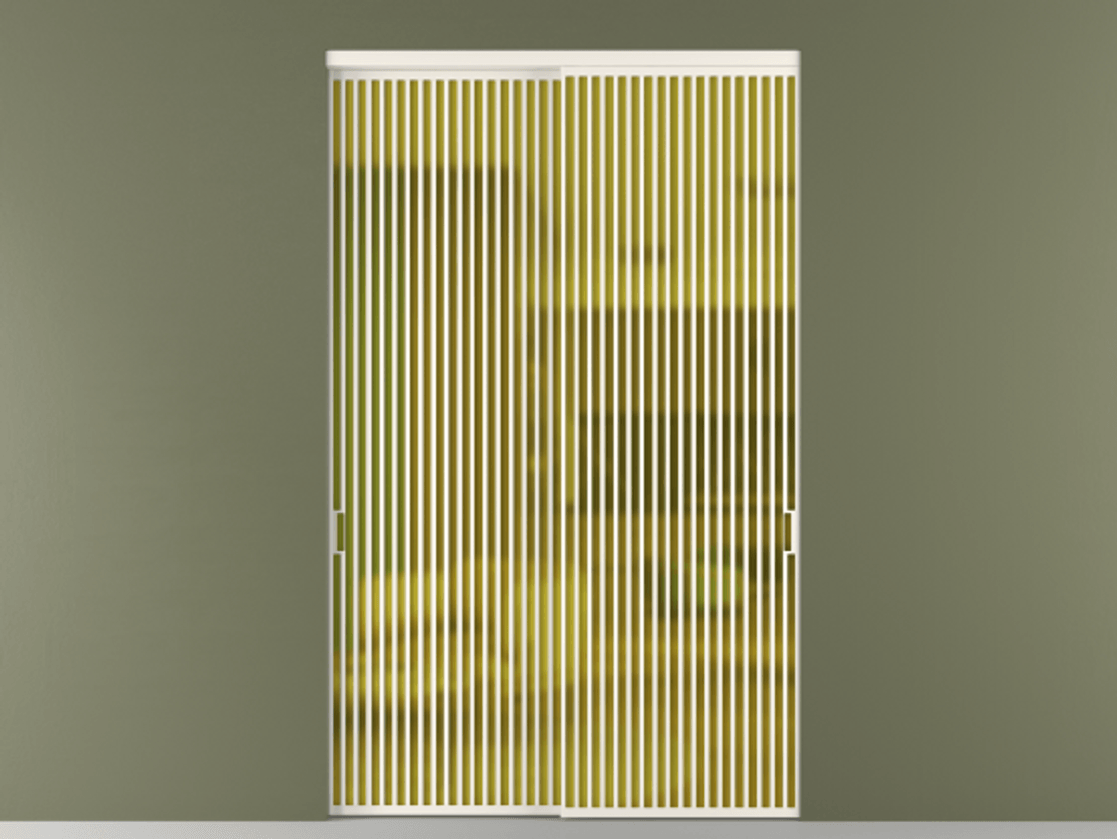 Перегородка Formato внутри проёма 2 створки АЛПР 040.06 Алюминий пудровый белый Сатинированное жёлтое стекло, триплекс Цена 119579180 so'm  | Volhovec