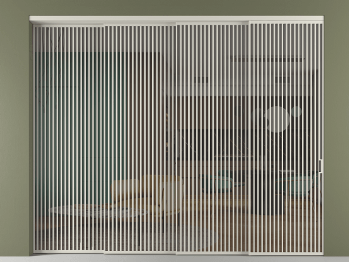 Перегородка Формато внутри проёма 4 створки с синхронным механизмом АЛПР 040.06 Алюминий тёплый серый Прозрачное серое стекло, триплекс Цена 157795960 so'm | Volhovec