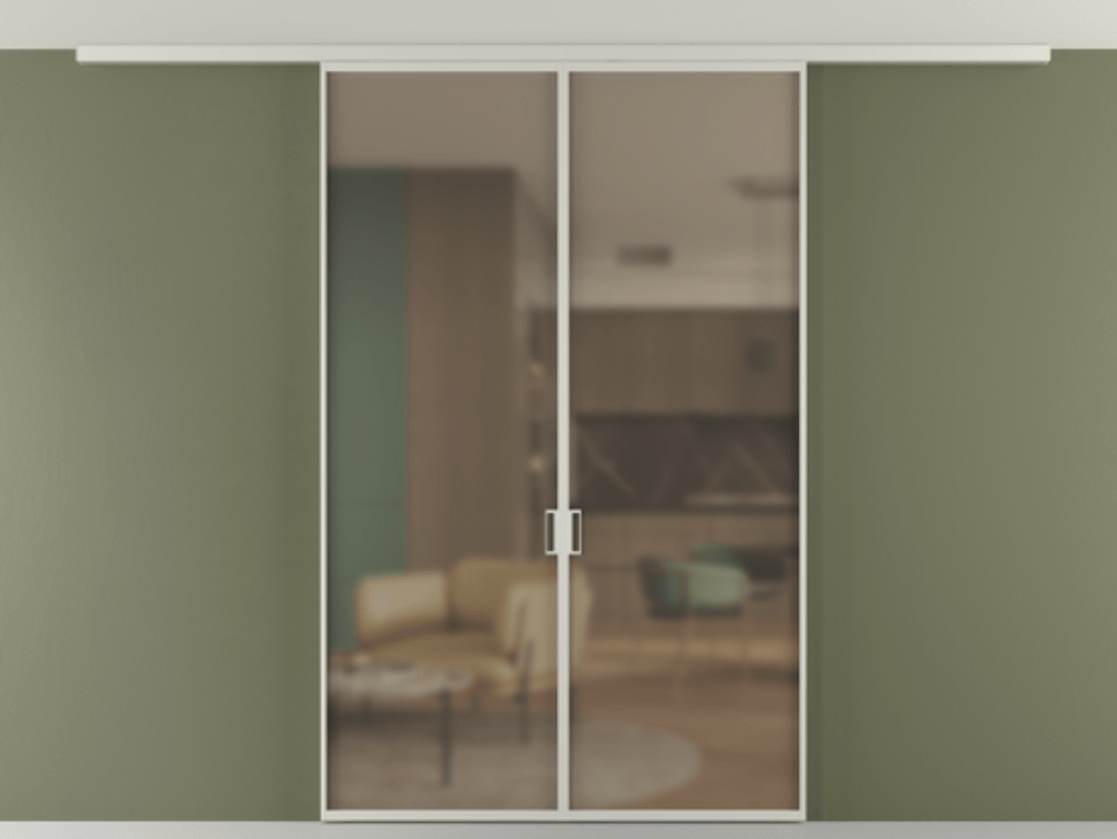 Перегородка Формато вдоль стены на потолок 2 створки АЛПР 040.01 Алюминий тёплый серый Сатинированное бронзовое стекло, триплекс Цена 43856120 so'm | Volhovec