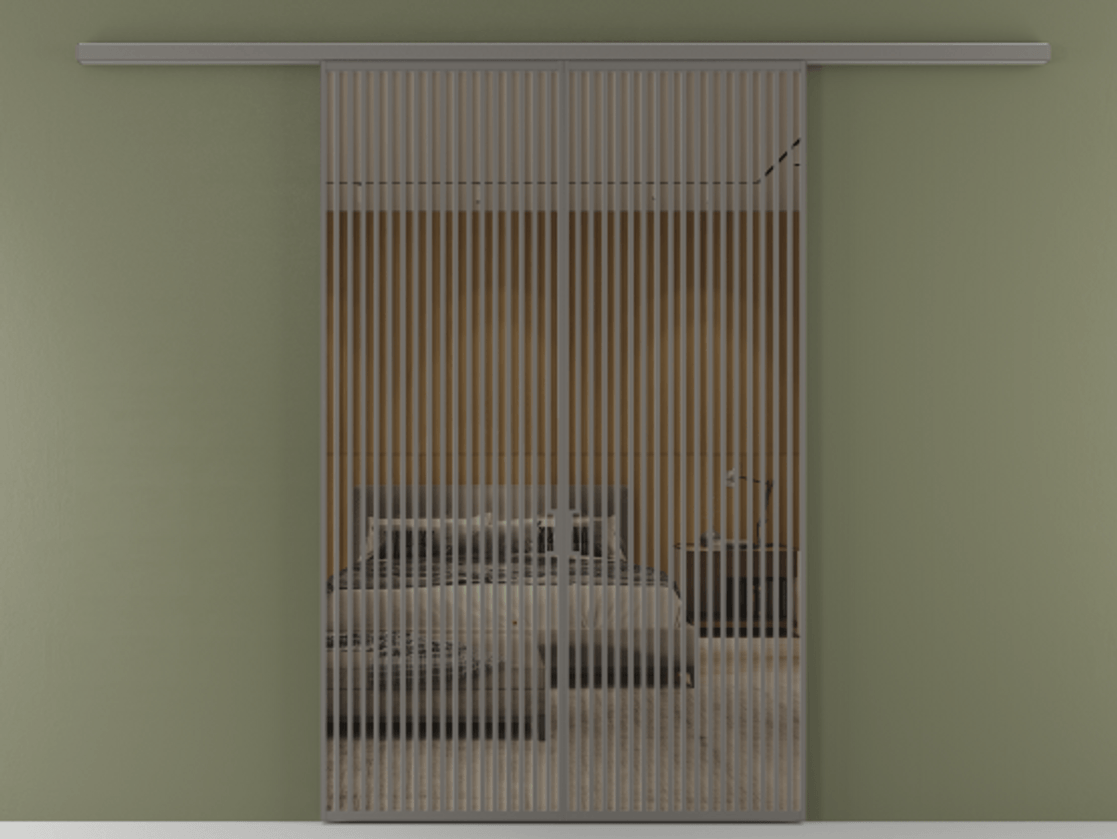 Перегородка Формато вдоль стены 2 створки АЛПР 040.06 Алюминий классический серый Рефлективное бронзовое стекло "Стопсол", калёное Цена 90335000 so'm | Volhovec