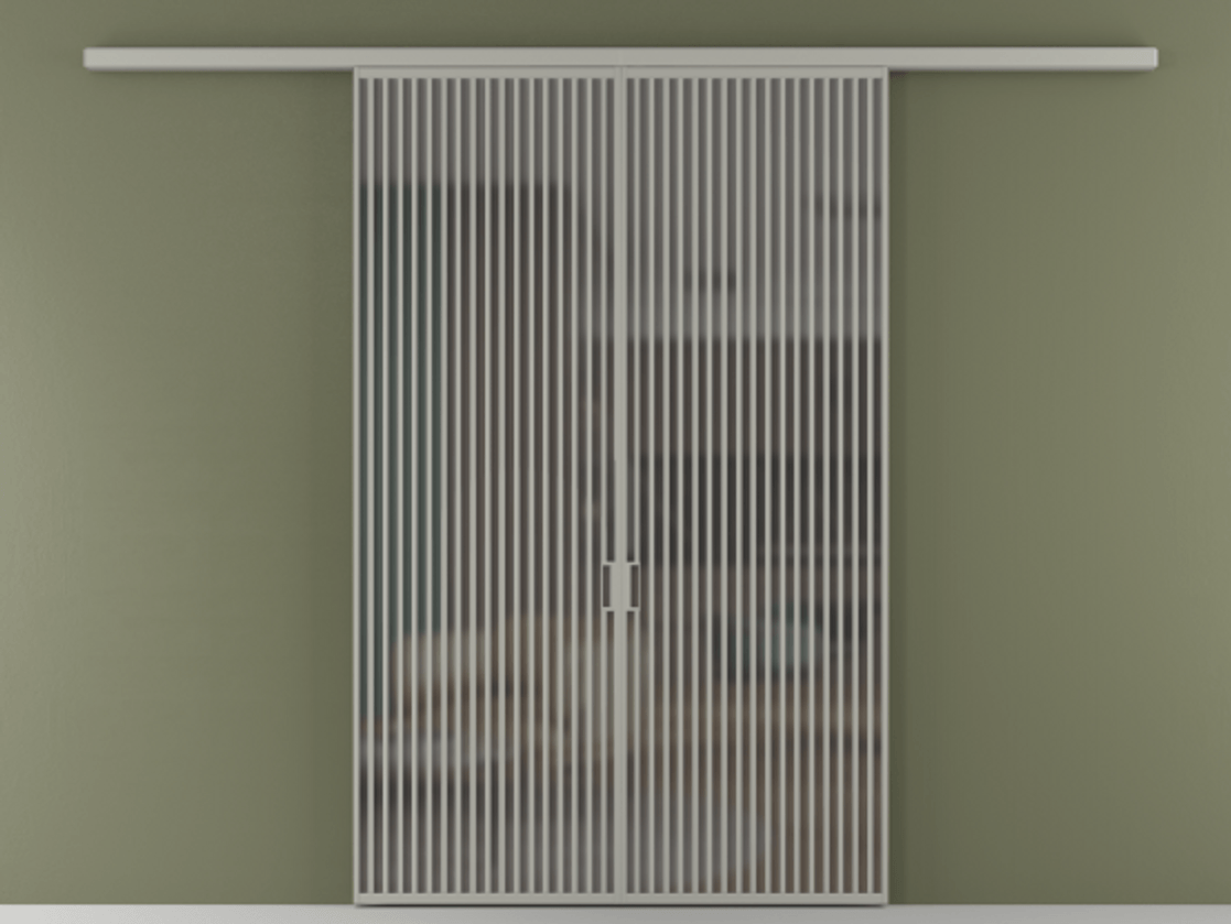 Перегородка Formato вдоль стены 2 створки АЛПР 040.06 Алюминий нейтральный серый Сатинированное серое стекло, триплекс Цена 87087000 so'm | Volhovec