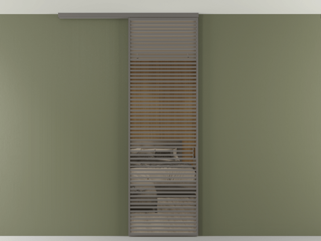 Перегородка Формато вдоль стены на потолок 1 створка АЛПР 040.07 Алюминий классический серый Рефлективное бронзовое стекло "Стопсол", калёное Цена 39306480 so'm | Volhovec