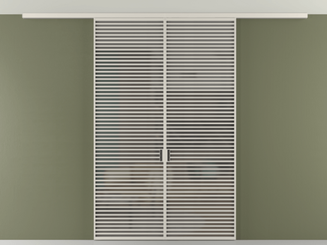 Перегородка Формато вдоль стены на потолок 2 створки АЛПР 040.07 Алюминий облачно-серый Сатинированное серое стекло, триплекс Цена 74573270 so'm | Volhovec