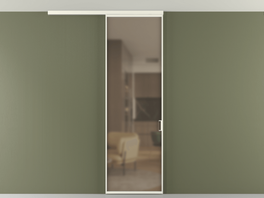 Перегородка Формато вдоль стены на потолок 1 створка АЛПР 040.01 Алюминий жемчужный Сатинированное бронзовое стекло, триплекс Цена 18757810 so'm | Volhovec