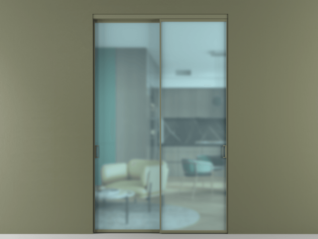 Перегородка Formato внутри проёма 2 створки АЛПР 040.01 Алюминий оливковый тёмный Сатинированное голубое стекло, триплекс Цена 85994860 so'm  | Volhovec