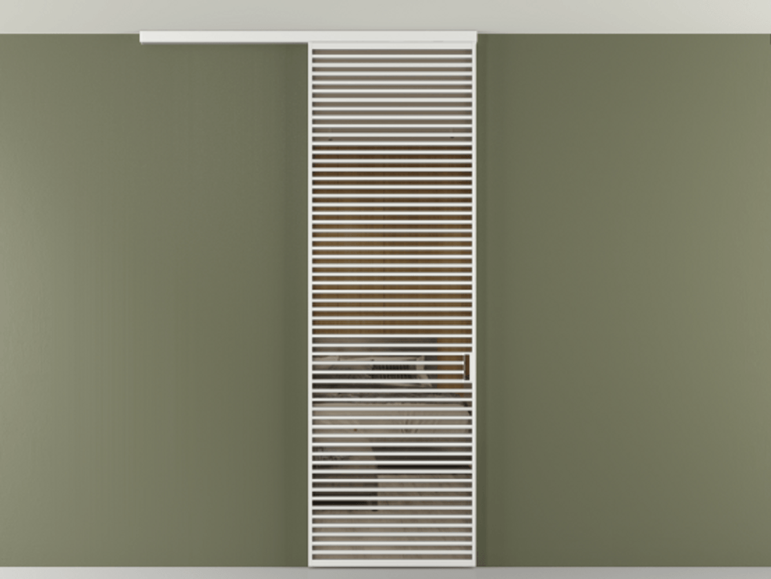 Перегородка Формато вдоль стены на потолок 1 створка АЛПР 040.07 Алюминий белоснежный Рефлективное бронзовое стекло "Стопсол", калёное Цена 39306480 so'm | Volhovec