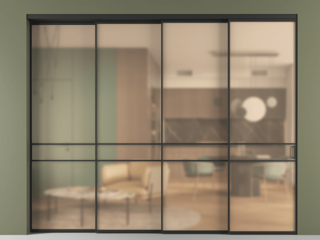 Перегородка Formato внутри проёма 4 створки с синхронным механизмом АЛПР 040.02 Алюминий Черный Сатинированное оранжевое стекло, триплекс. Скрытый короб ЧЕР Цена 86843400 so'm 1. Полотно 4 шт. (800/2100 мм)
2. Комплект установки раздвижной системы
3. Базовый комплект фурнитуры
4. Комплект фурнитуры телескопик синхро-3
5. Ручка RONDO
. Фабрика дверей Волховец 8 (800) 551 43 19 Перегородка Formato внутри проёма 4 створки с синхронным механизмом АЛПР 040.02 Алюминий Черный Сатинированное оранжевое стекло, триплекс Цена 86843400 so'm | Volhovec