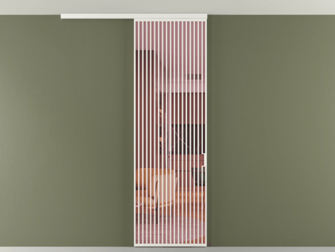 Перегородка Формато вдоль стены на потолок 1 створка АЛПР 040.06 Алюминий светло-серый Прозрачное розовое стекло, триплекс Цена 36074700 so'm | Volhovec