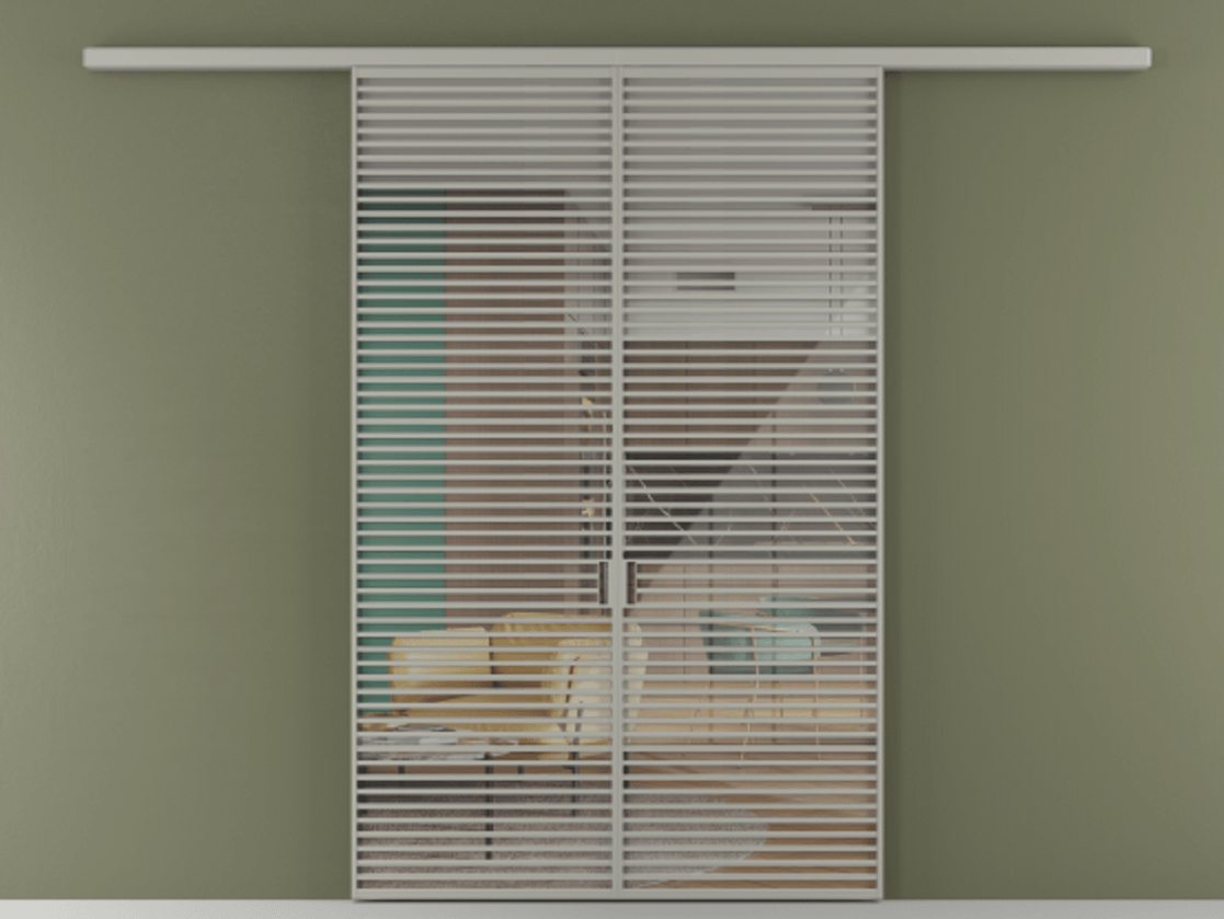 Перегородка Формато вдоль стены 2 створки АЛПР 040.07 Алюминий нейтральный серый Рефлективное прозрачное стекло "Стопсол", калёное Цена 90335000 so'm | Volhovec