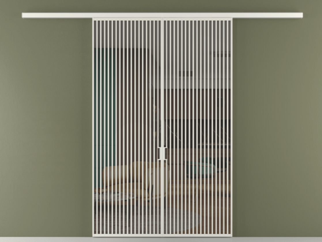 Перегородка Формато вдоль стены 2 створки АЛПР 040.06 Алюминий серый Прозрачное серое стекло, триплекс Цена 342450 ₽ | Volhovec