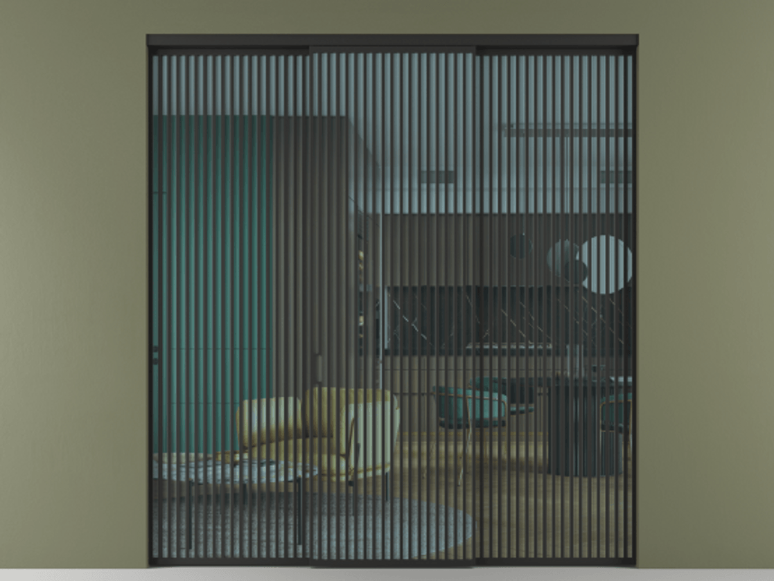 Перегородка Formato внутри проёма 3 створки АЛПР 040.06 Алюминий Черный Прозрачное голубое стекло, триплекс Цена 93911860 so'm | Volhovec