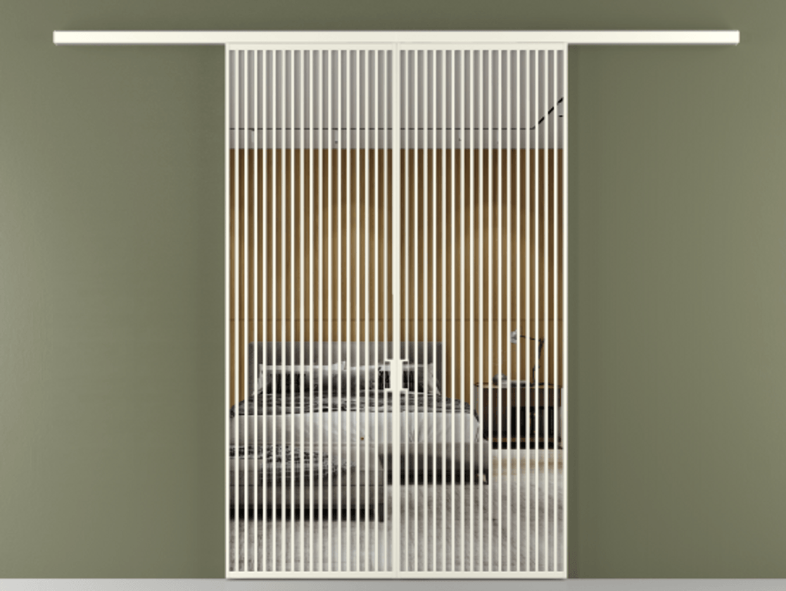 Перегородка Формато вдоль стены 2 створки АЛПР 040.06 Алюминий жемчужный Двустороннее зеркало, триплекс , триплекс 6 мм Цена 69517350 so'm | Volhovec