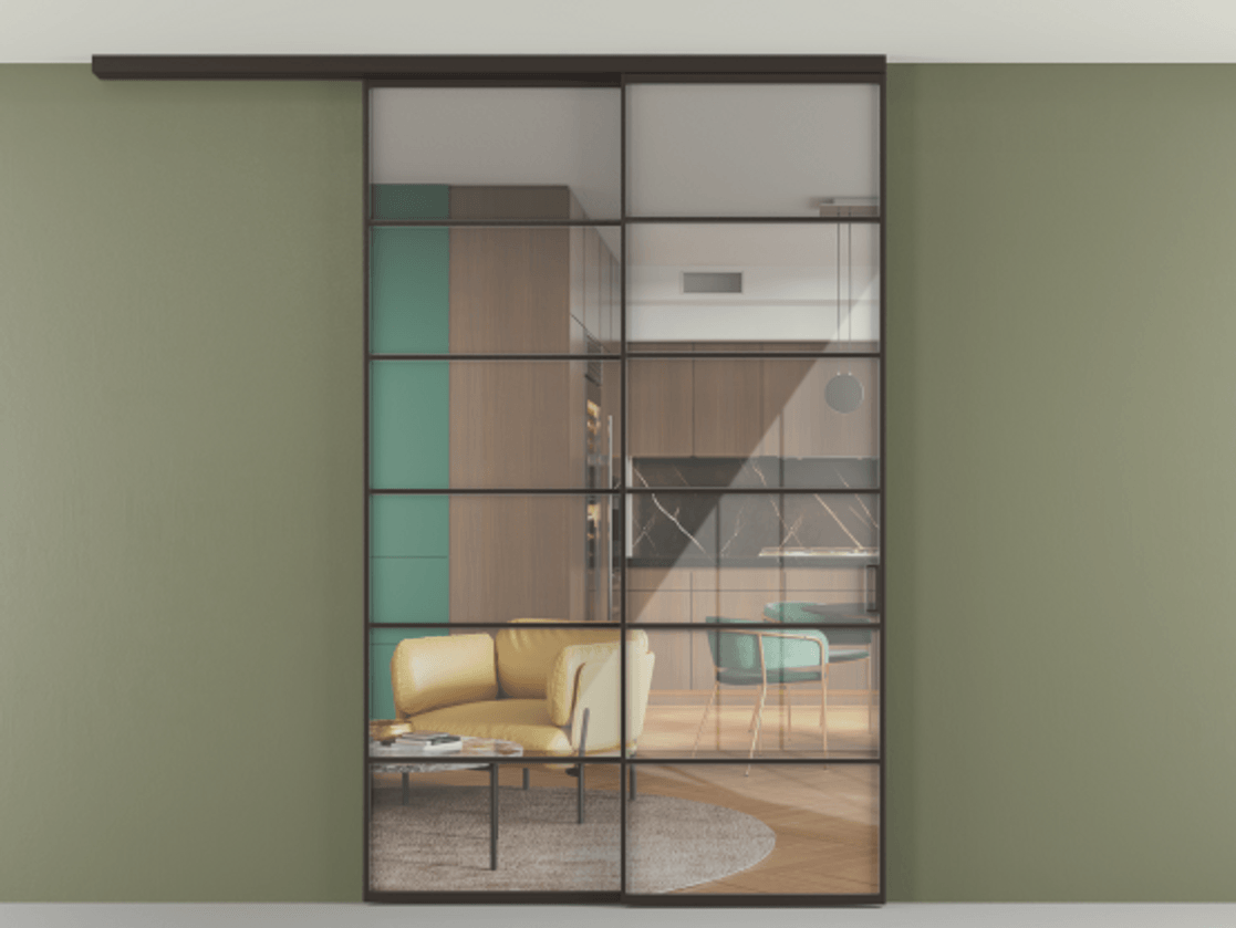 Перегородка Формато вдоль стены на потолок 2 створки с синхронным механизмом АЛПР 040.04 Алюминий антрацит Рефлективное прозрачное стекло "Стопсол", калёное. Цена 61814310 so'm 1. Полотно 2 шт. (800/2100 мм)
2. Комплект установки раздвижной системы
3. Базовый комплект фурнитуры
4.Ручка Рондо. Фабрика дверей Волховец 8 (800) 551 43 19 Перегородка Формато вдоль стены на потолок 2 створки с синхронным механизмом АЛПР 040.04 Алюминий антрацит Рефлективное прозрачное стекло "Стопсол", калёное Цена 61814310 so'm | Volhovec