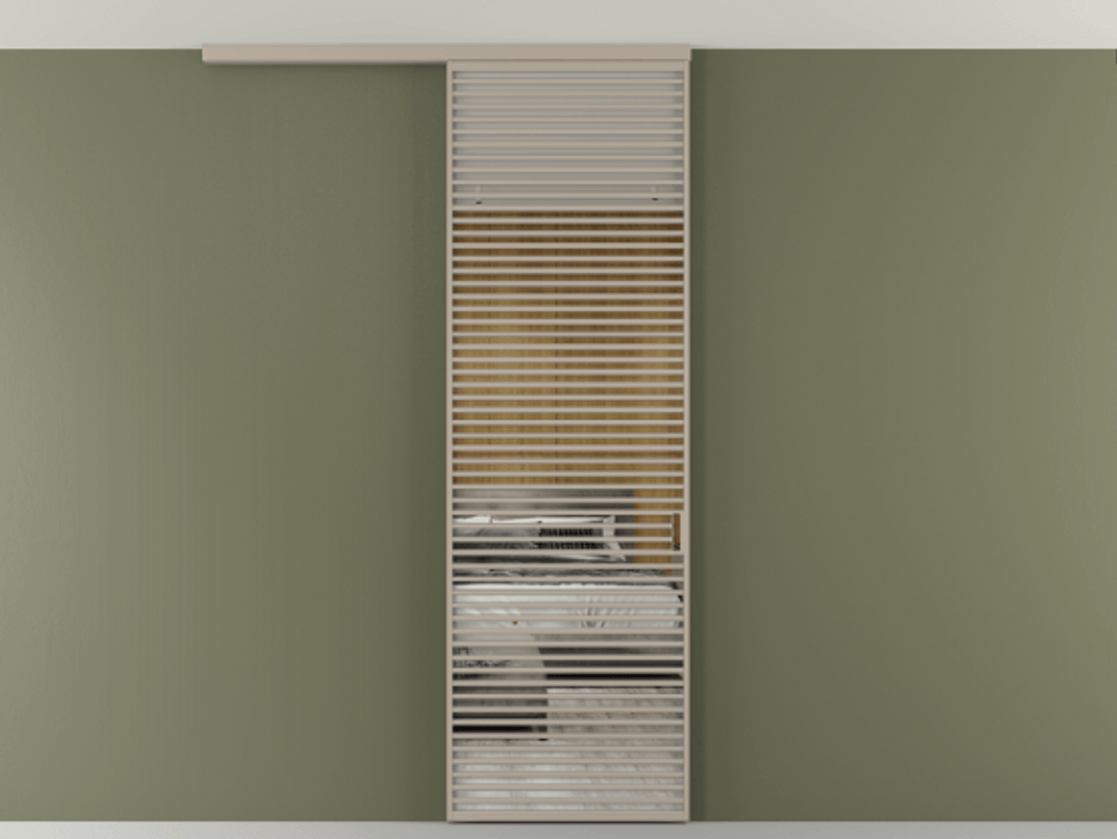 Перегородка Формато вдоль стены на потолок 1 створка АЛПР 040.07 Алюминий бисквитный Двустороннее зеркало, триплекс , триплекс 6 мм Цена 38007280 so'm | Volhovec