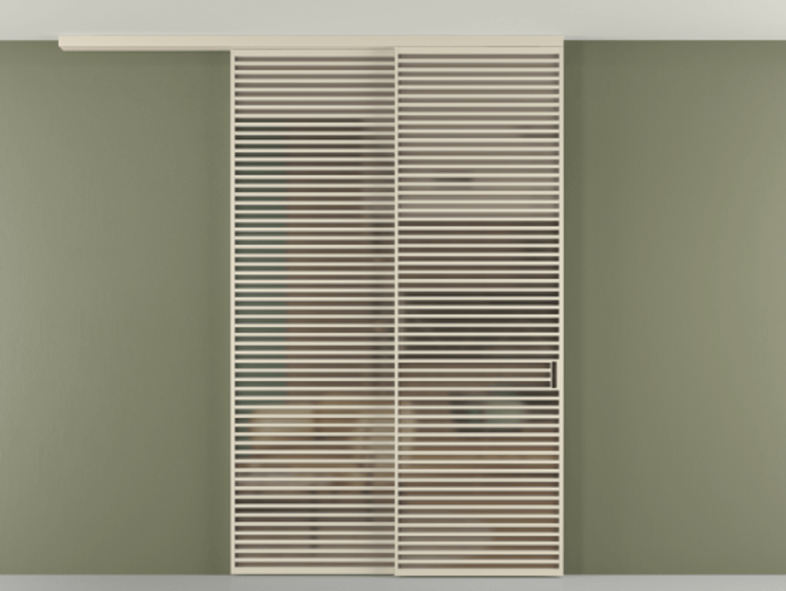 Перегородка Формато вдоль стены на потолок 2 створки с синхронным механизмом АЛПР 040.07 Алюминий бежево-серый Сатинированное бронзовое стекло, триплекс Цена 106903860 so'm | Volhovec