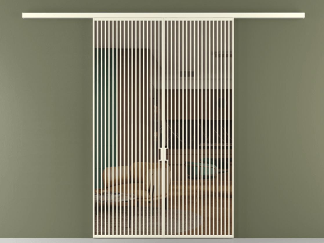 Перегородка Формато вдоль стены 2 створки АЛПР 040.06 Алюминий молочно-белый Прозрачное бронзовое стекло, триплекс Цена 69517350 so'm | Volhovec