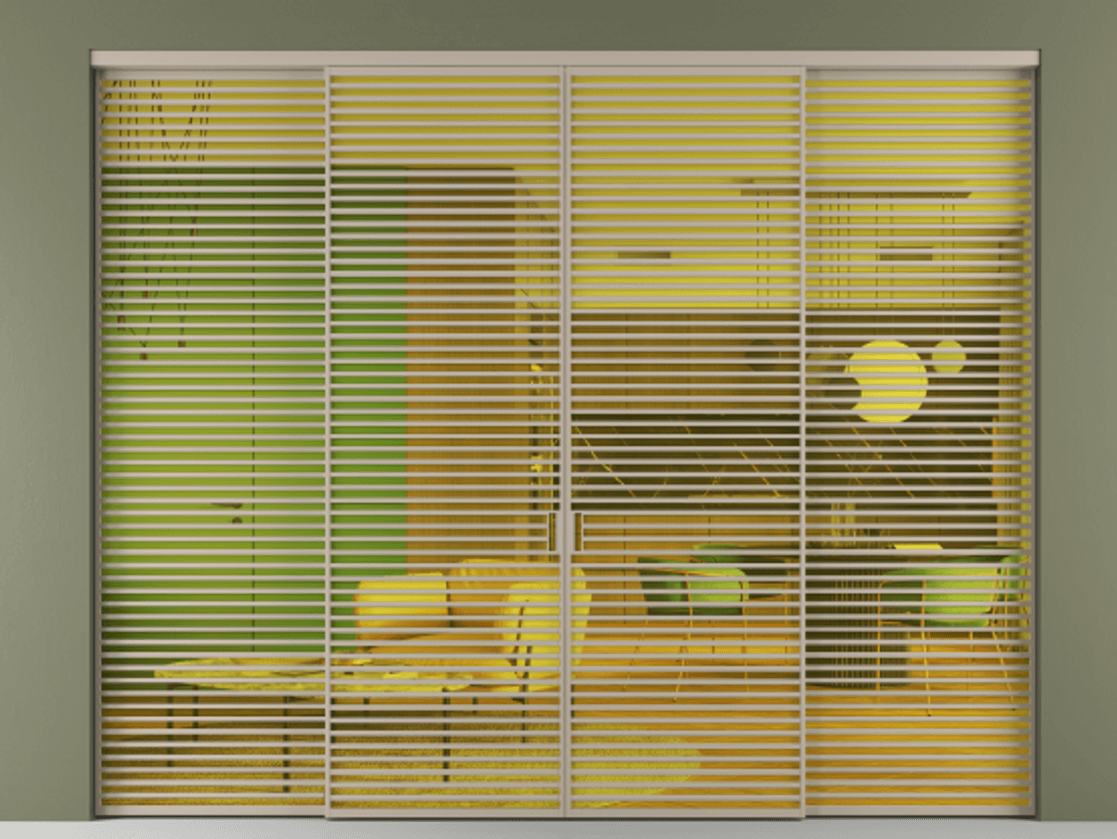 Перегородка Формато внутри проёма 4 створки АЛПР 040.07 Алюминий бисквитный Прозрачное жёлтое стекло, триплекс Цена 125068300 so'm  | Volhovec