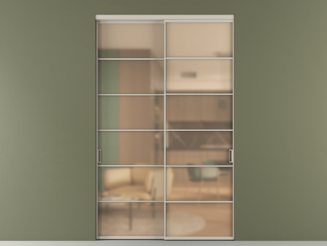 Перегородка Formato внутри проёма 2 створки АЛПР 040.04 Алюминий светло-бежевый Сатинированное оранжевое стекло, триплекс Цена 90282220 so'm  | Volhovec