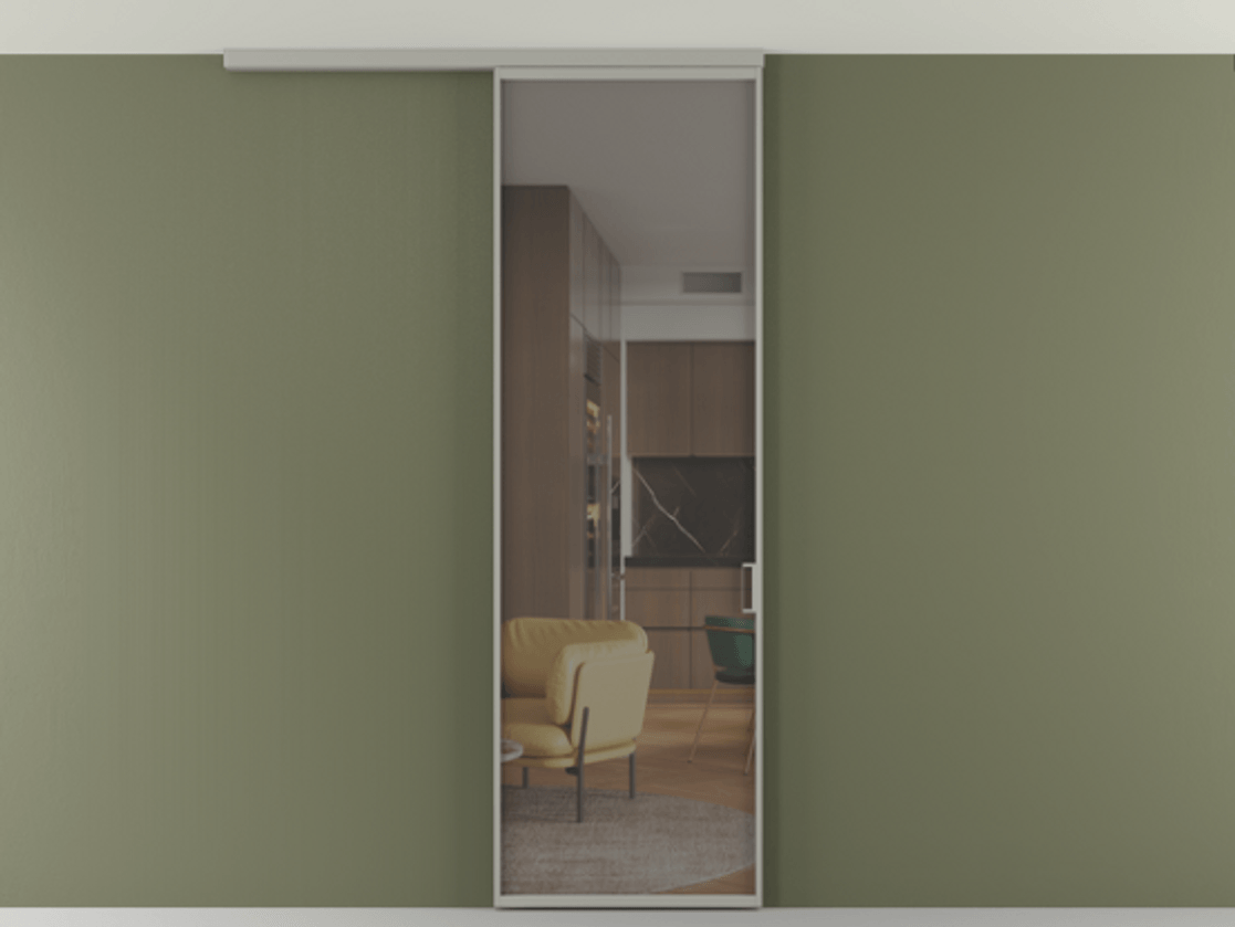 Перегородка Formato вдоль стены на потолок 1 створка АЛПР 040.01 Алюминий нейтральный серый Прозрачное серое стекло, триплекс Цена 18757810 so'm | Volhovec