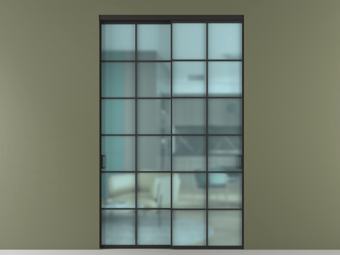 Перегородка Formato внутри проёма 2 створки АЛПР 040.05 Алюминий Черный Сатинированное голубое стекло, триплекс Цена 85958320 so'm  | Volhovec