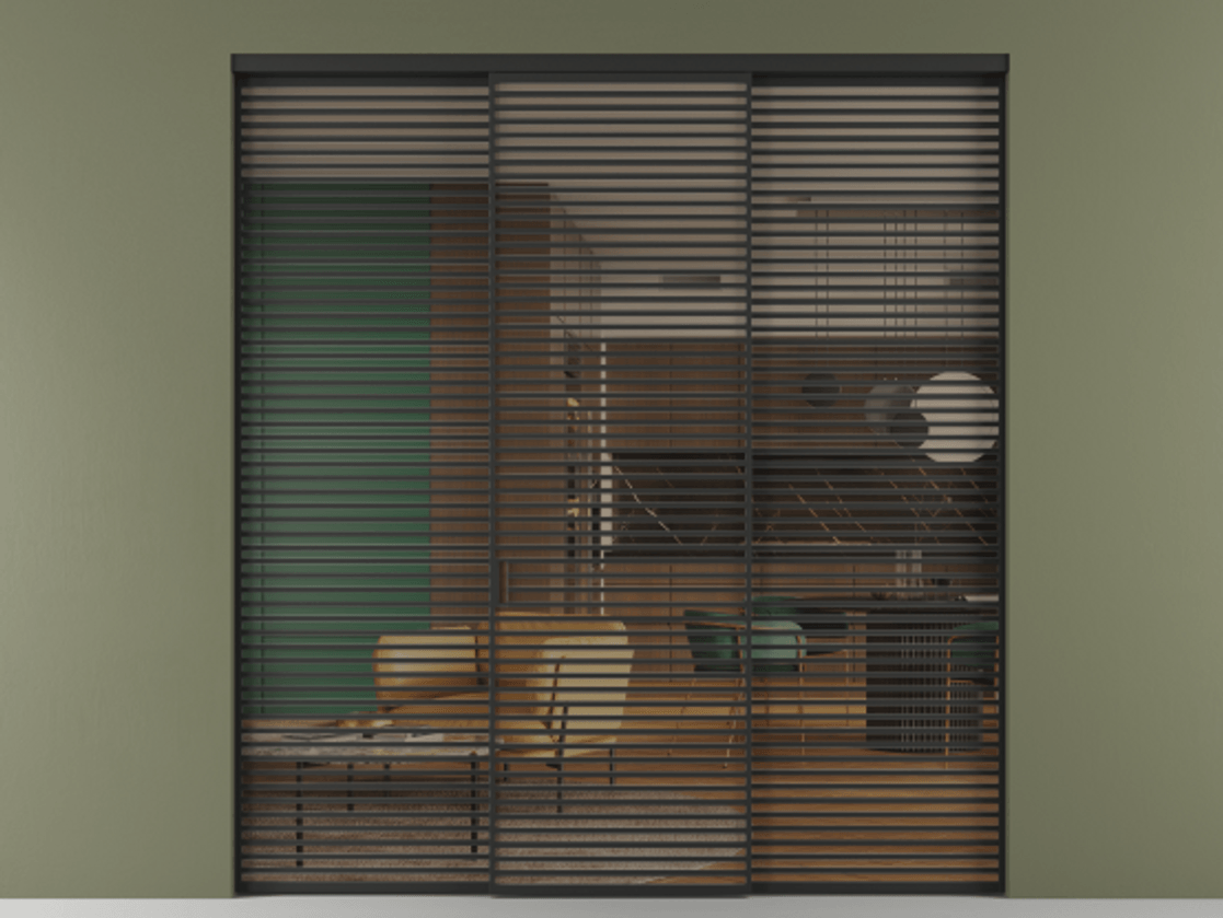 Перегородка Formato внутри проёма 3 створки АЛПР 040.07 Алюминий Черный Прозрачное бронзовое стекло, триплекс Цена 88893700 so'm | Volhovec