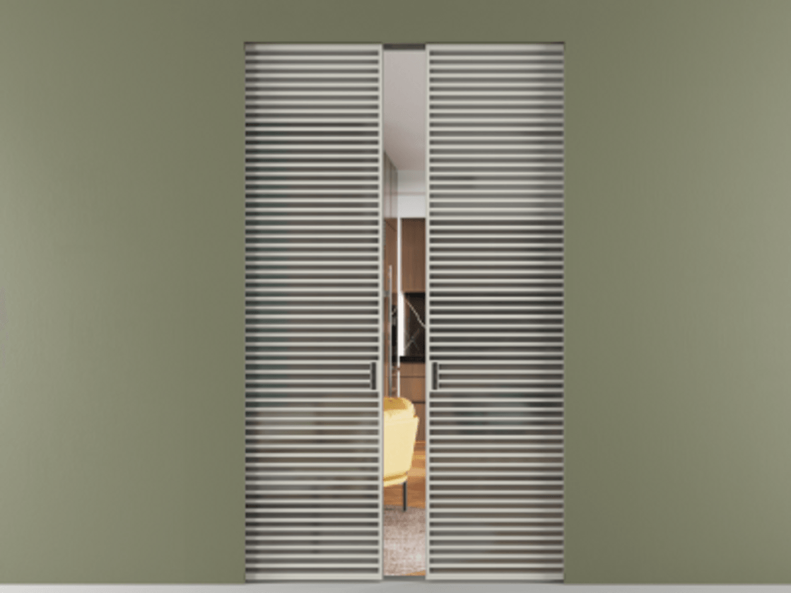 Перегородка Формато скрытый пенал 2 створки АЛПР 040.07 Алюминий тёплый серый Сатинированное серое стекло, триплекс Цена 86114630 so'm | Volhovec